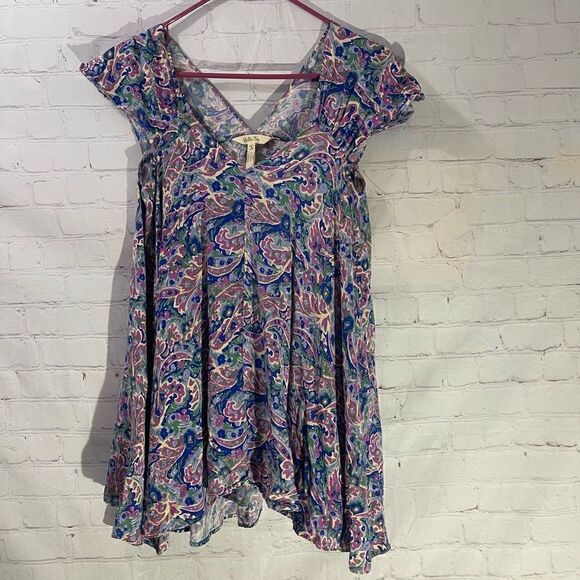 Matilda Jane Adventure Begins In The Maze Top Size Small Floral V Neck Trapeze - Picture 1 of 5